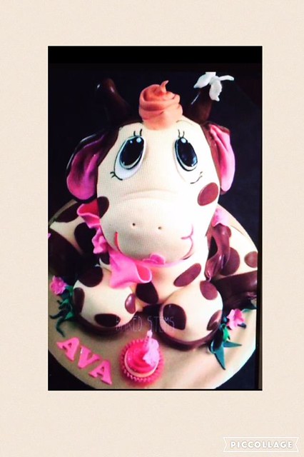 Cute Cow Cake by Sylv Naff of Baked Stems
