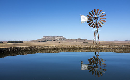 reflection windmill landscape southafrica dam freestate x100t fujix100t