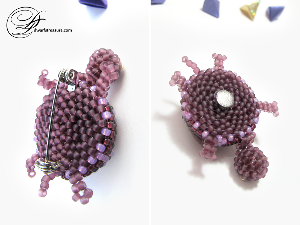Fashion amethyst brooch and magnet turtle made of beads