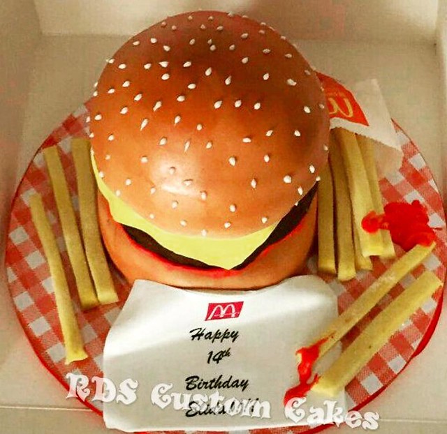 Burger and Fries Cake Cake by Becky Smith of RDS Custom Cakes