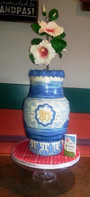 Hand Painted Delft Vase Cake by Joyce Nimmo of Joy's Creative Cakes