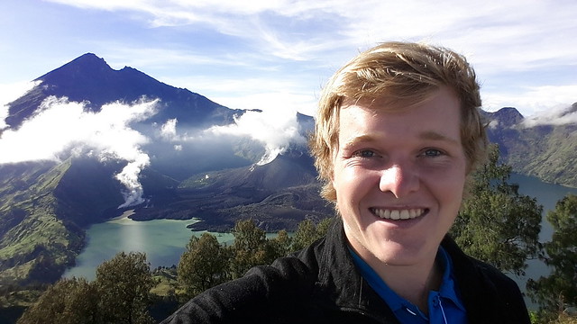 Me happy but tired at Rinjani's Crater Rim