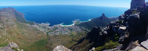 Panorama view of the cape, the western Cape Town Suburbs, and Lions Head