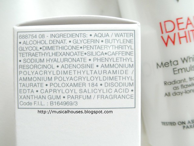 Vichy Ideal White Emulsion Ingredients