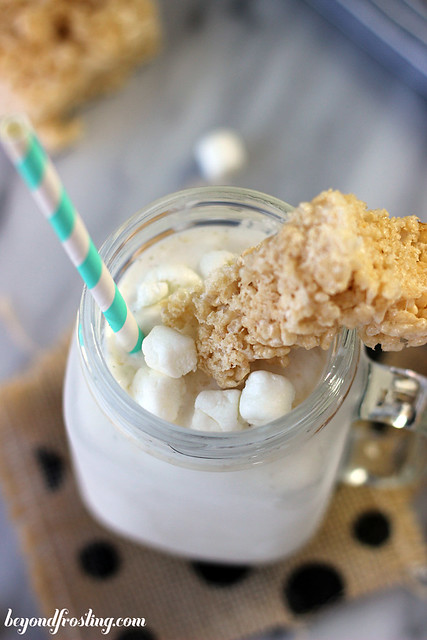Classic Rice Krispie Treat Milkshake. Vanilla ice cream blended with marshmallow creme and Rice Krispie Treats