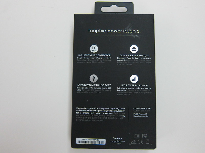Mophie Power Reserve - Box Back