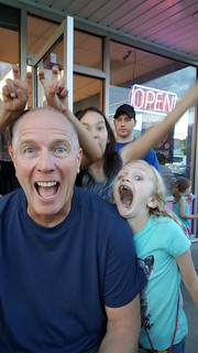 Photo bombing Uncle Fred at the ice cream shop