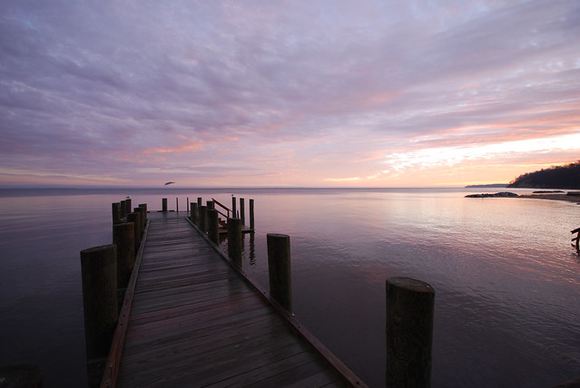 A December sunrise over the Potomac River at Westmoreland State Park, Virginia