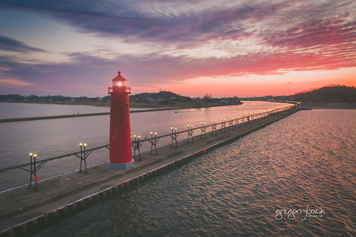 grand haven michigan puremichigan dji sunrise lake water lighthouse