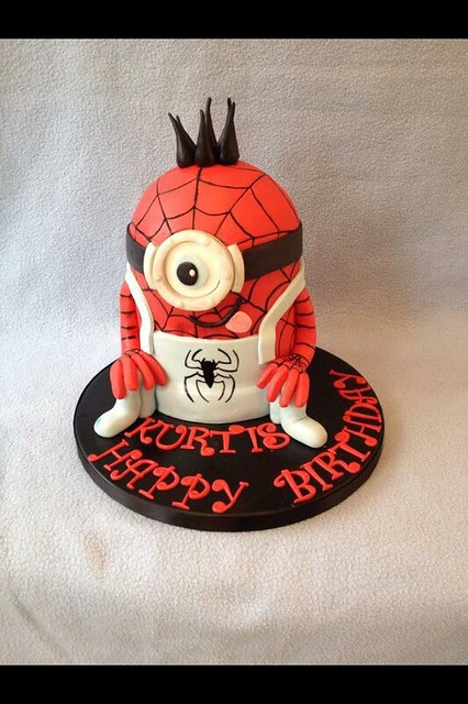 Spider-Man Minion Cake by Laura Stockton of Occasionally Yours